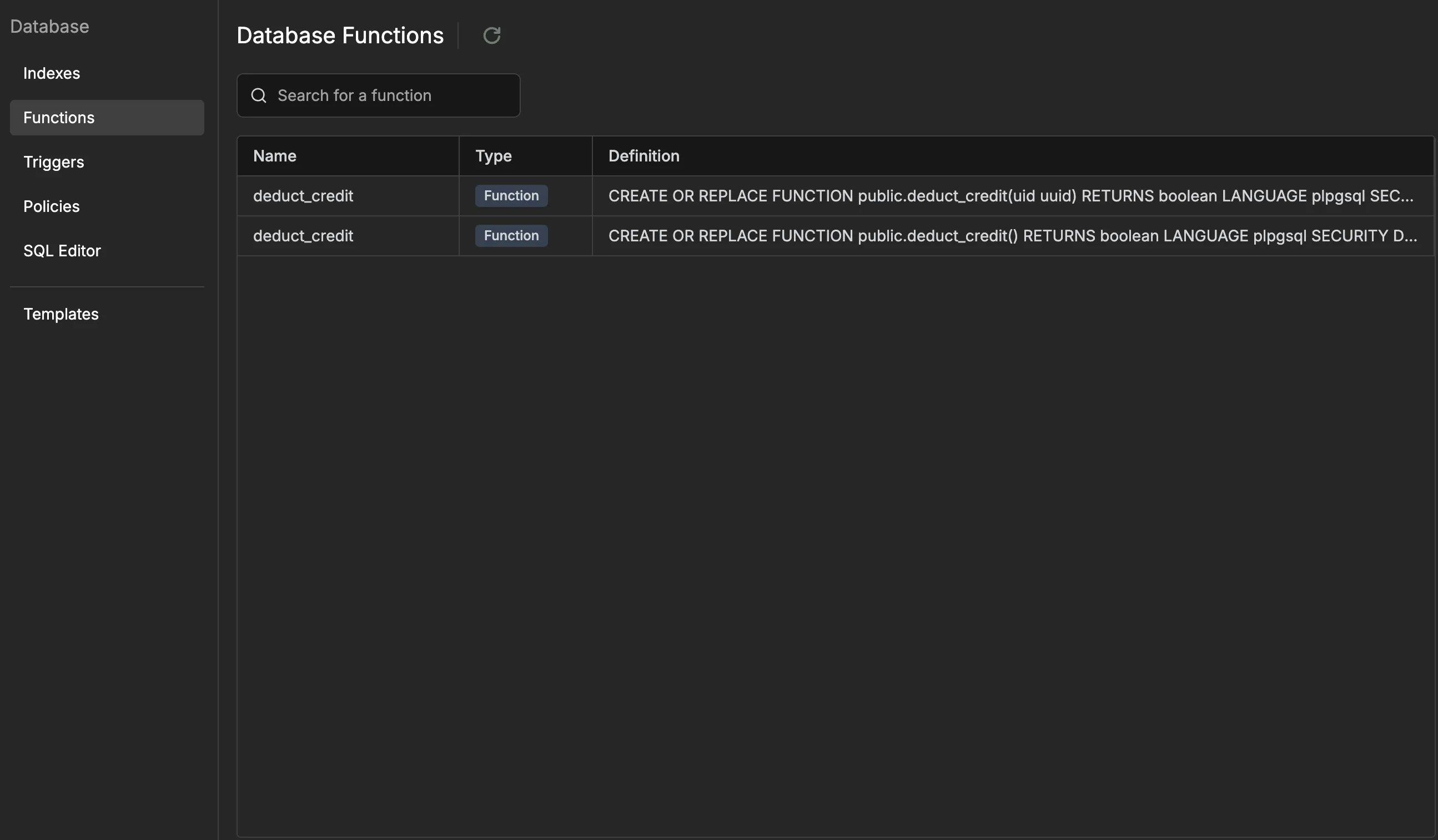 Database Metadata Dashboard